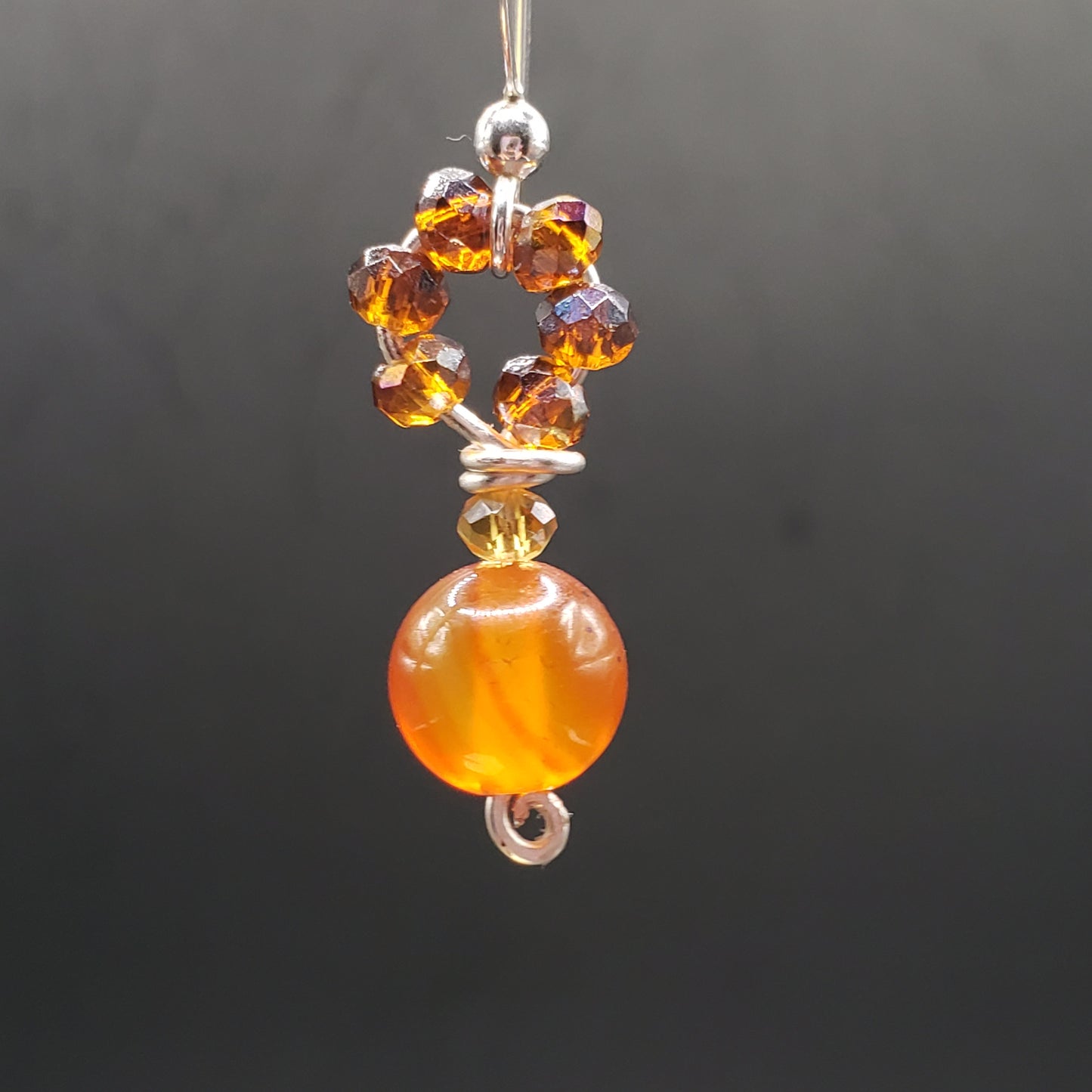 Carnelian and Crystal Drop Earrings