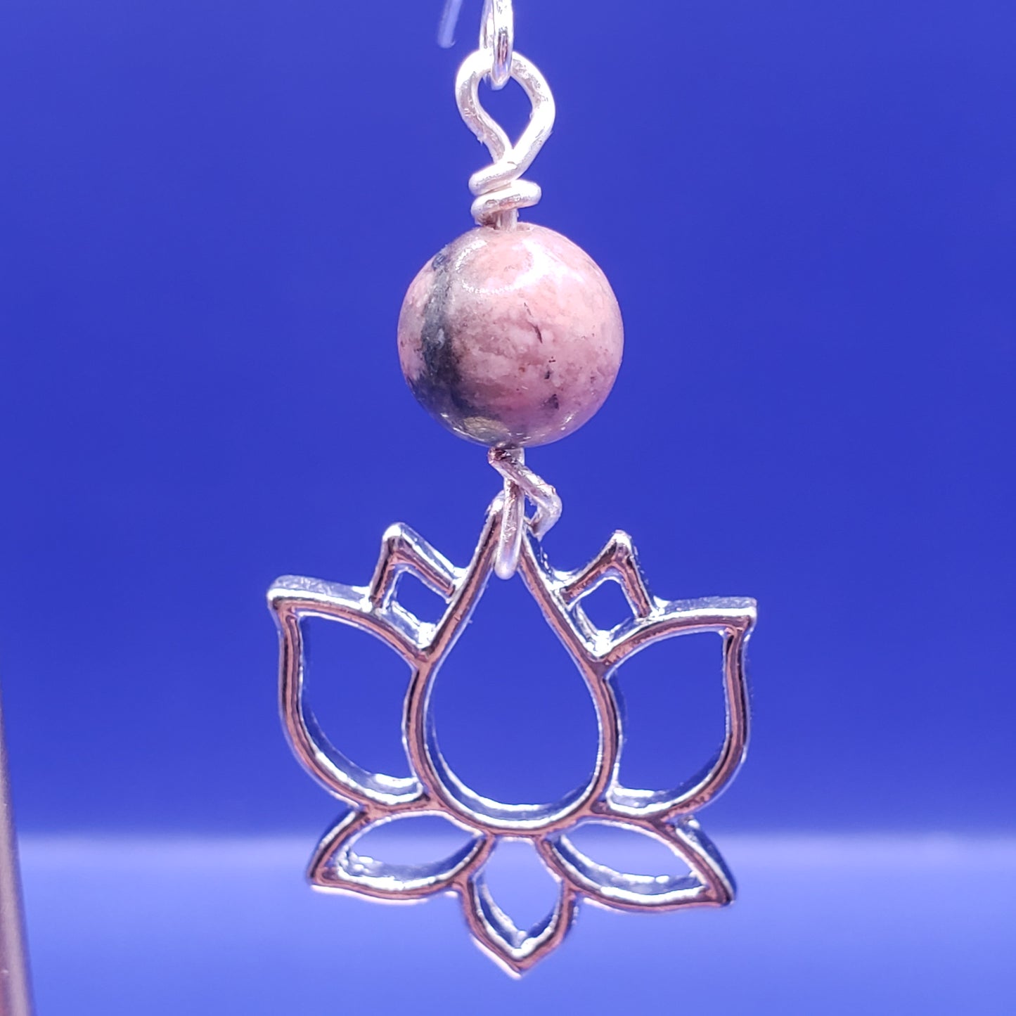 Lotus and Rhodonite Earrings