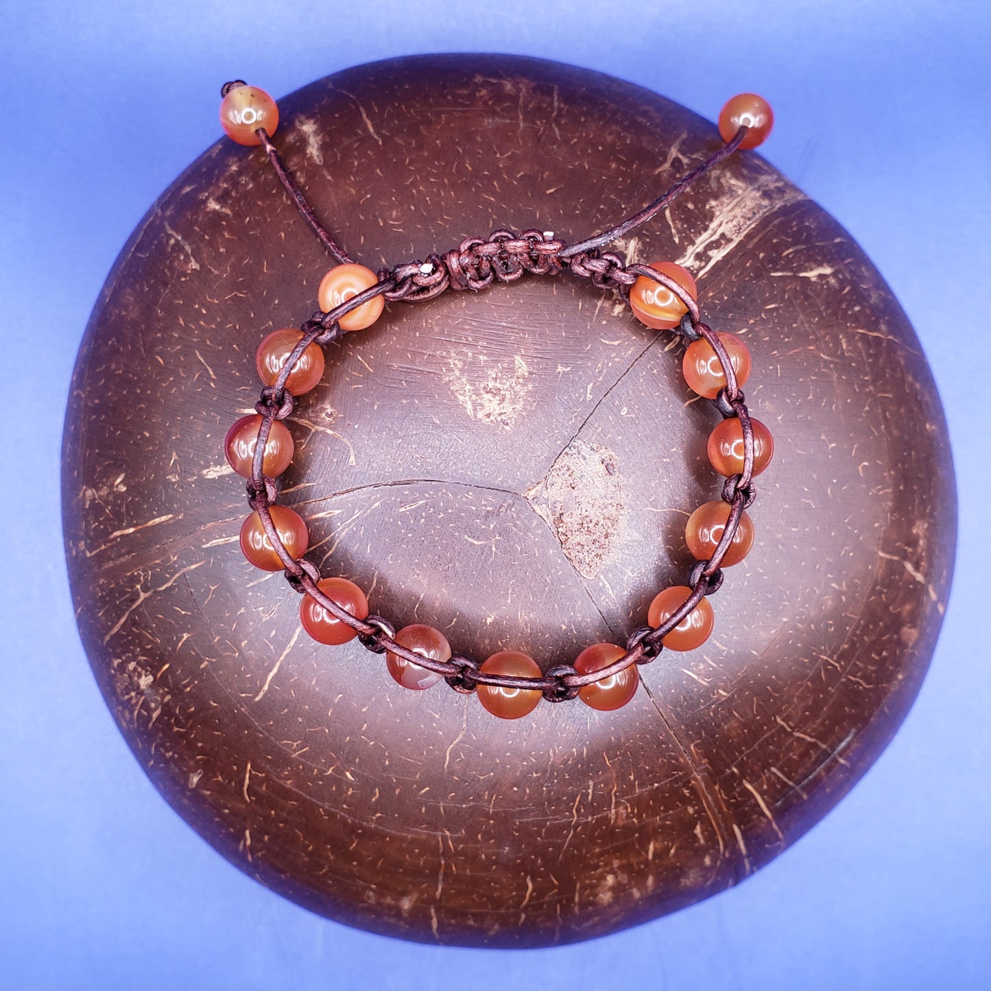 Carnelian and Woven Leather Shamballa Bracelet