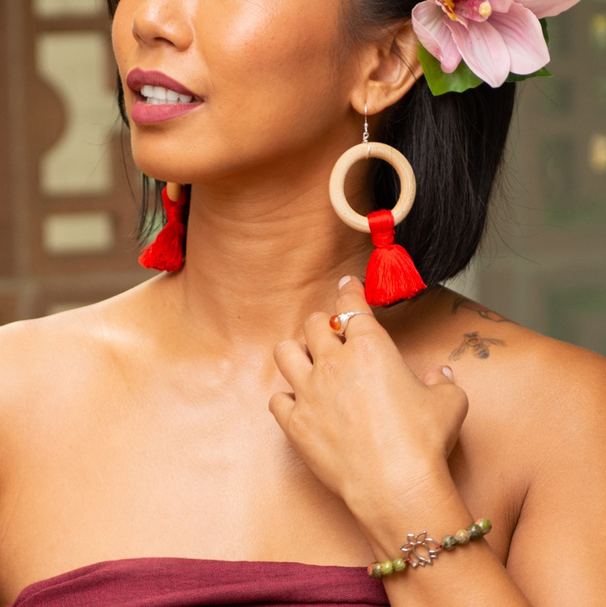 Lotus and Unakite Bracelet