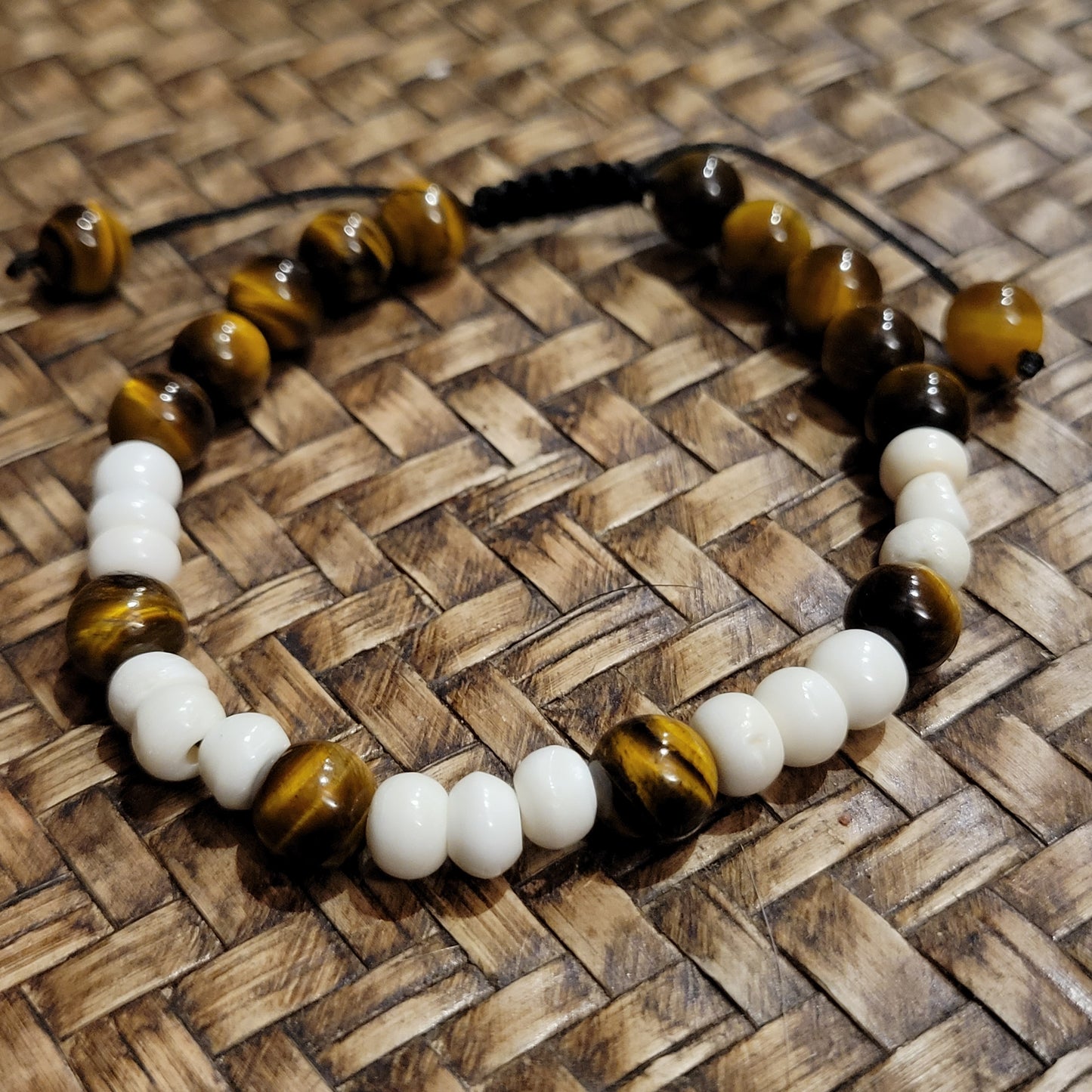 Bone Bead and Tiger Eye Bracelet