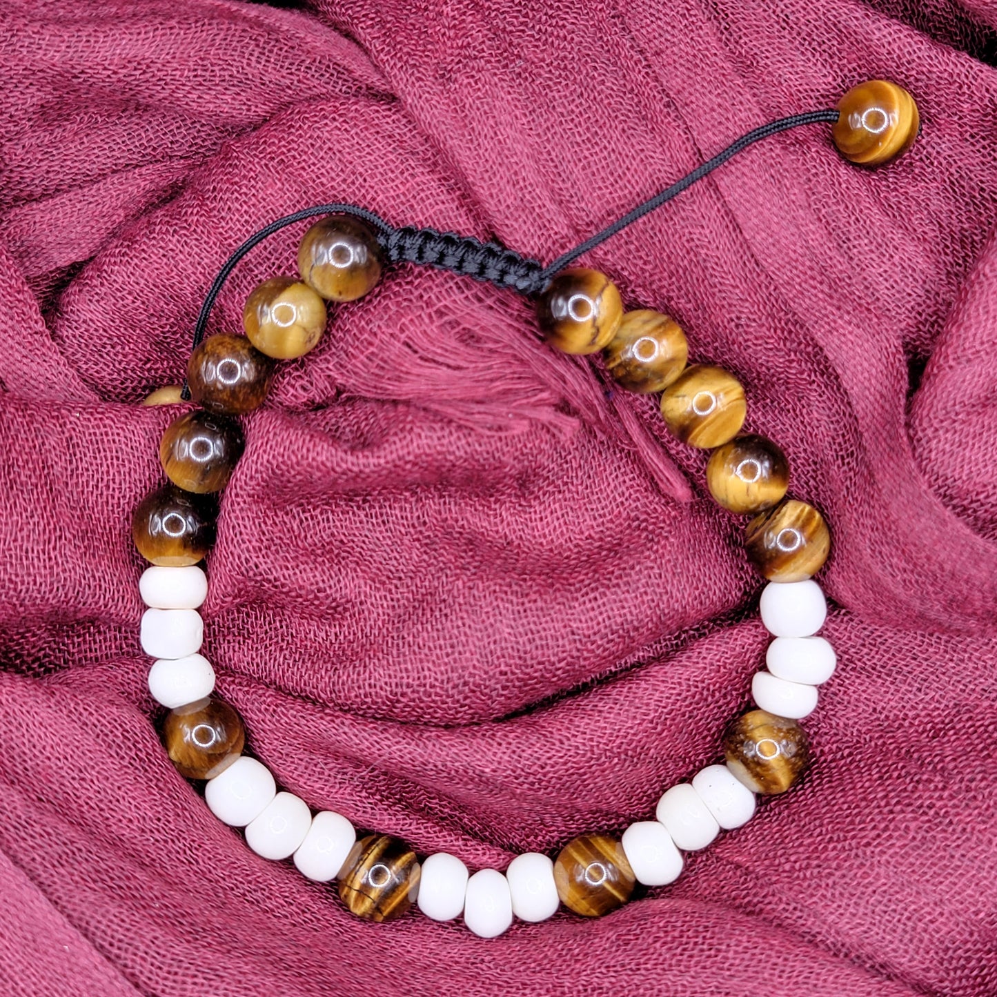 Bone Bead and Tiger Eye Bracelet