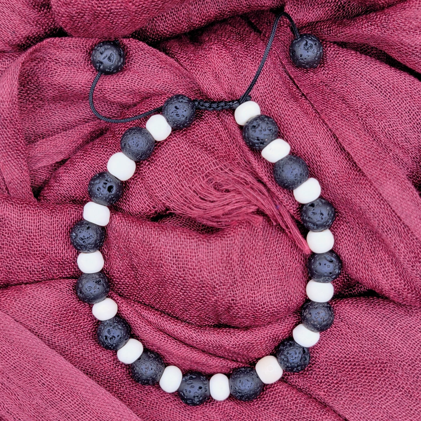 Bone Bead and Lava Rock Bracelet