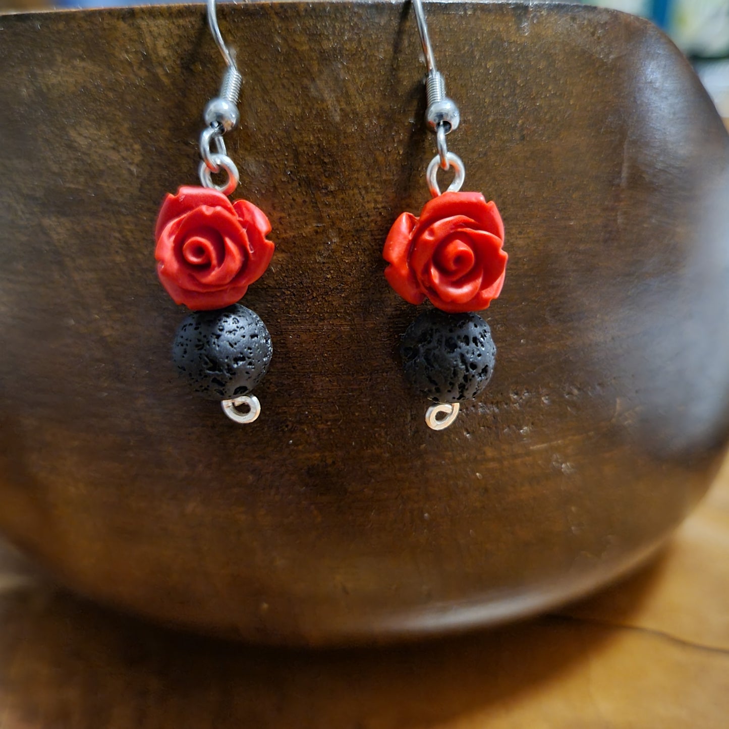 LIMITED EDITION - Cinnabar Rose Lava Earrings