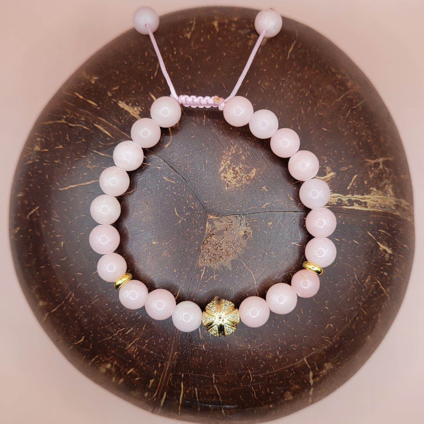 Pink Opal Bracelet with Gold Accents