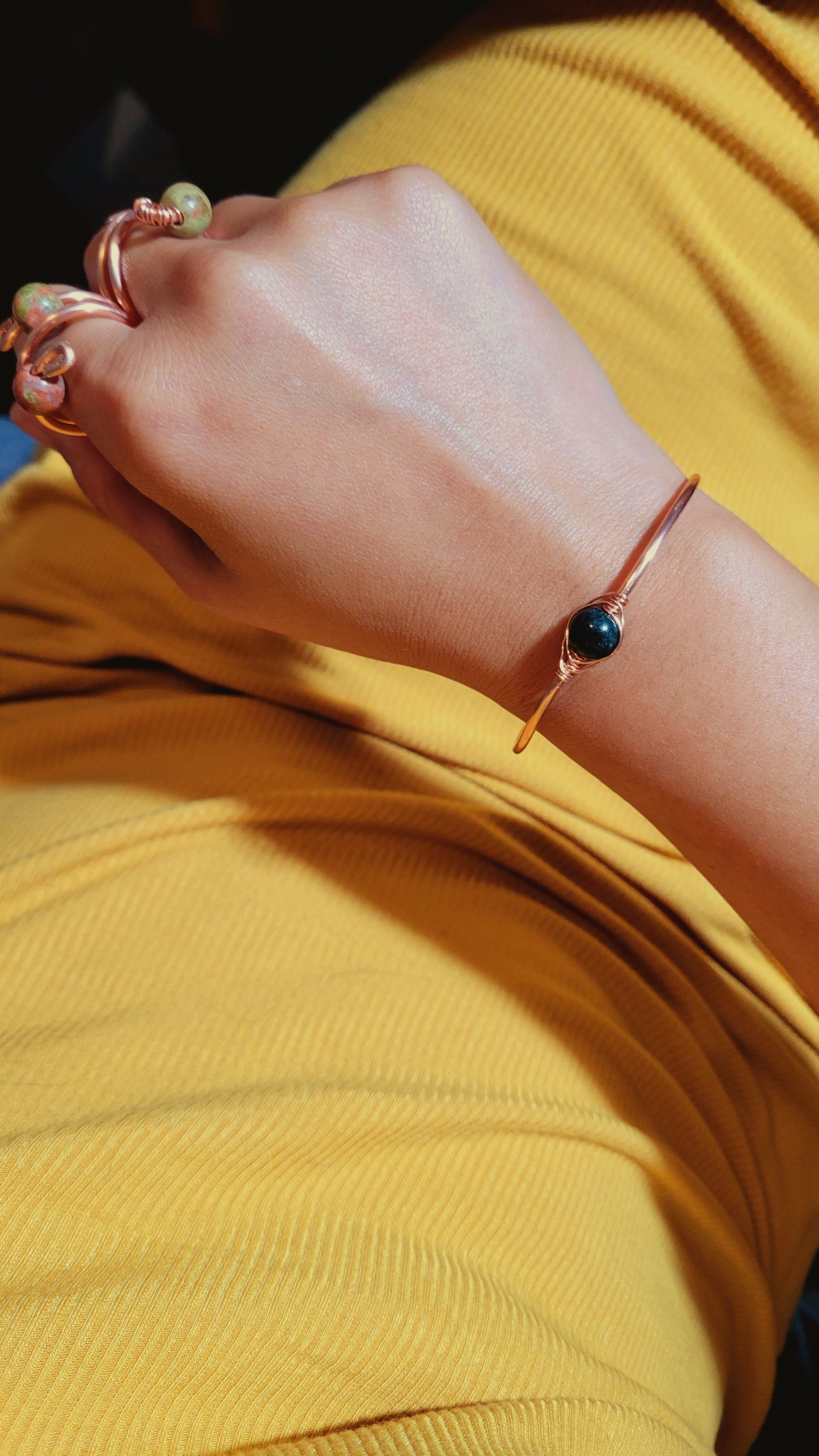 Single Stone Copper Bangle