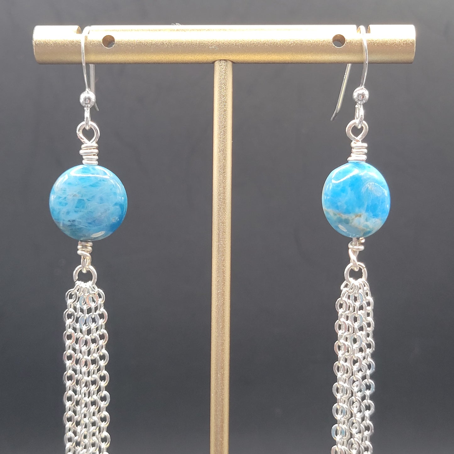 Apatite Silver Tassel Earrings