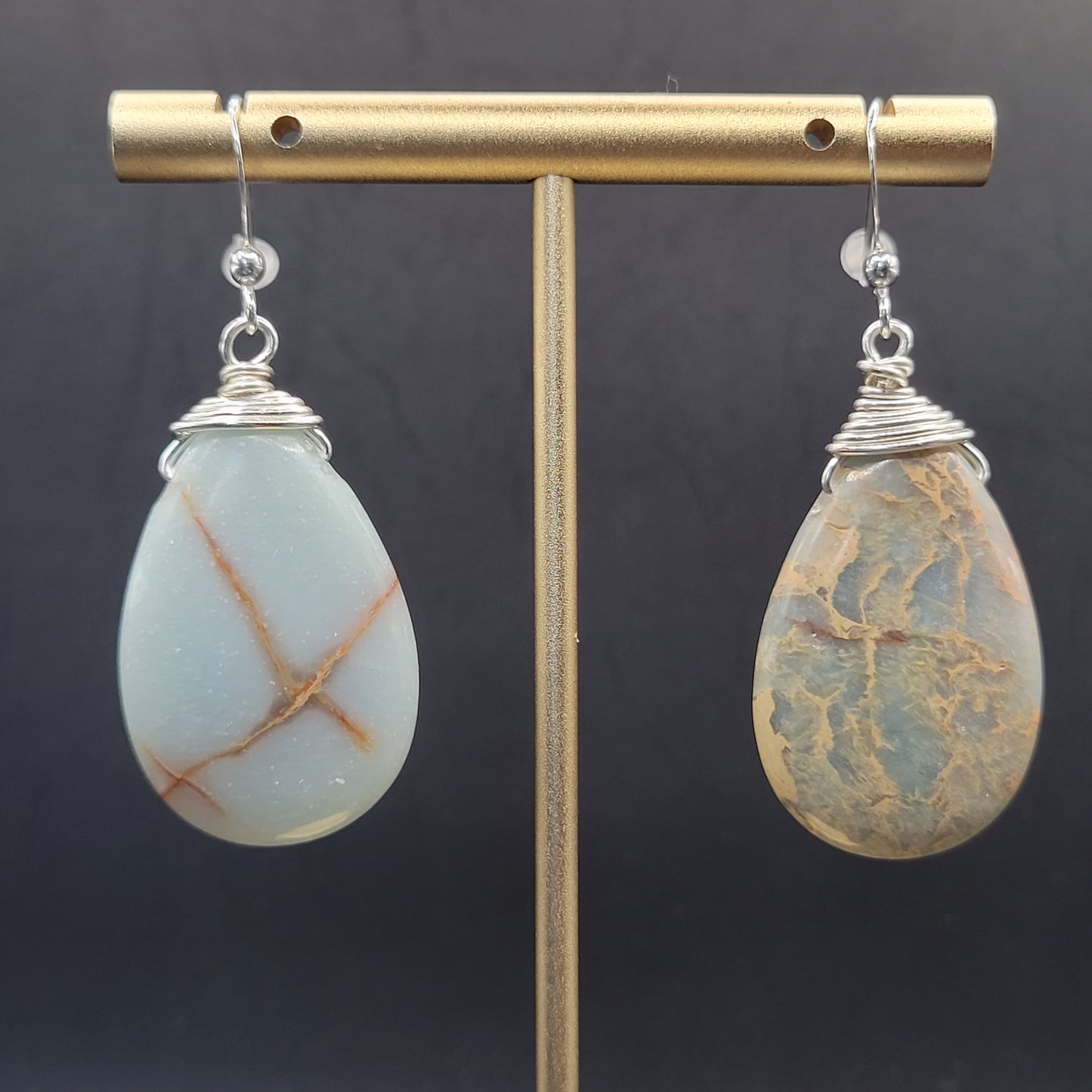 Snakeskin Jasper Teardrop Earrings