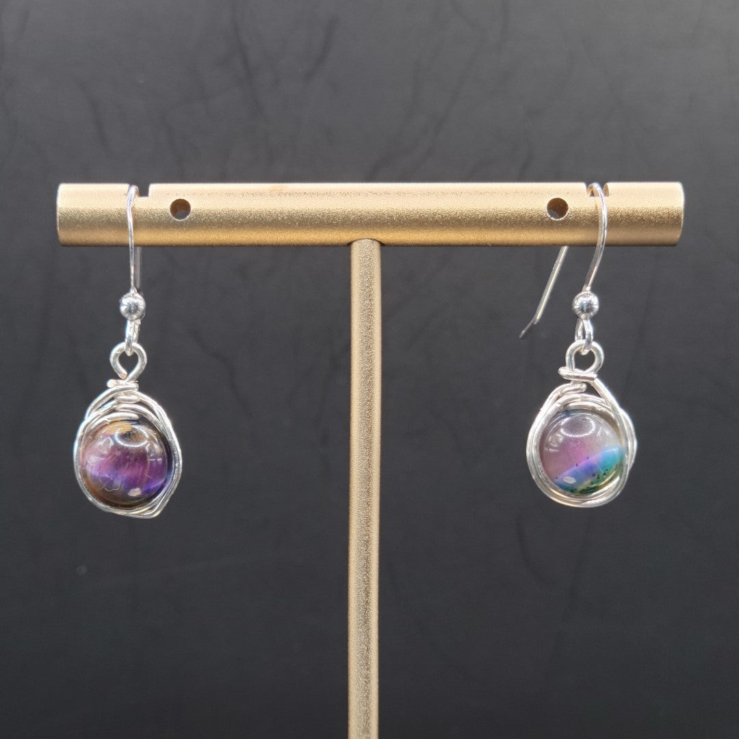 Wire-Wrapped Galaxy Tiger Eye Earrings