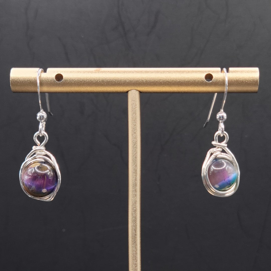 Wire-Wrapped Galaxy Tiger Eye Earrings