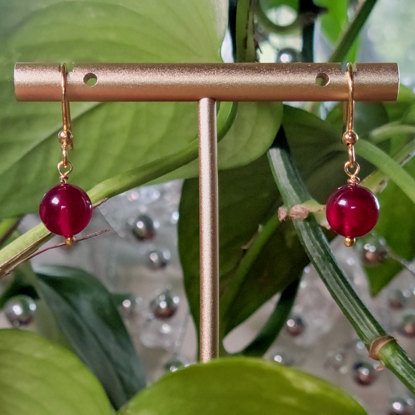 Red Jade Drop Earrings