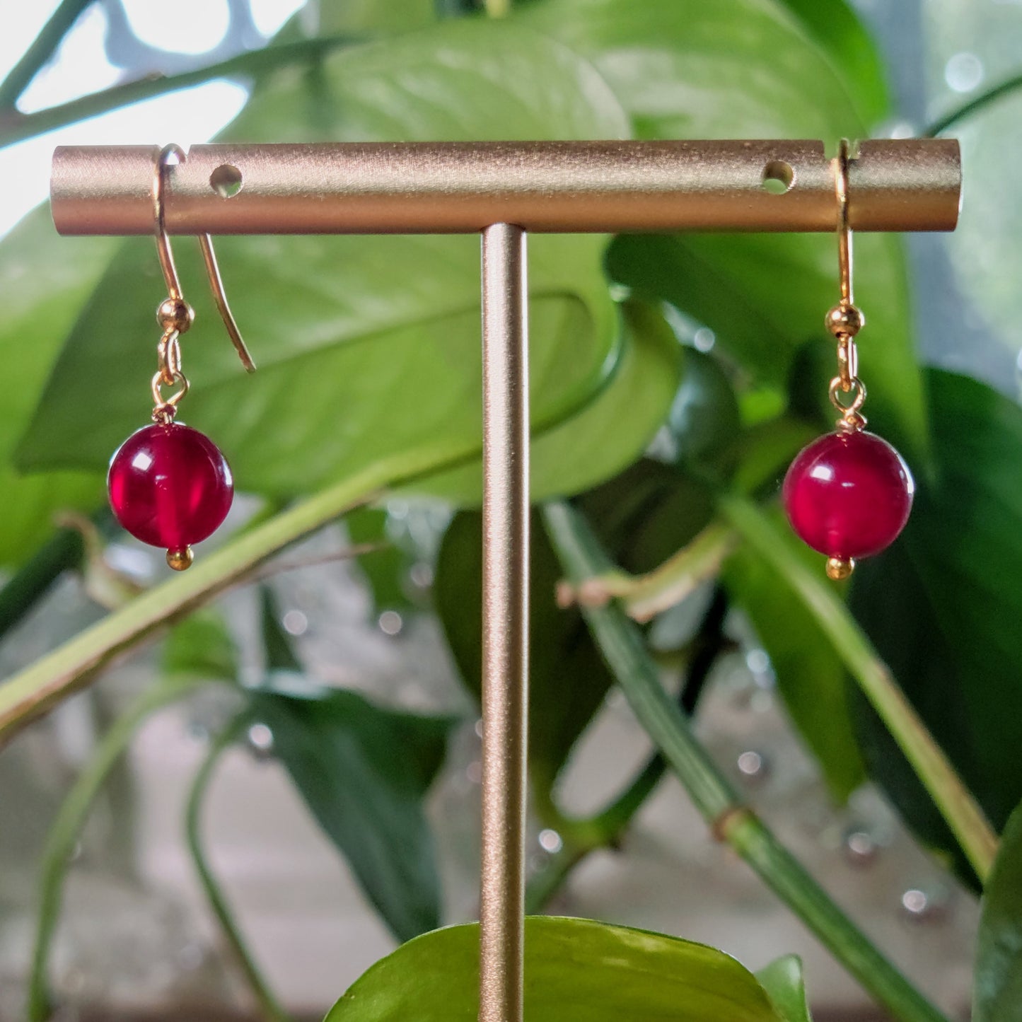 Red Jade Drop Earrings