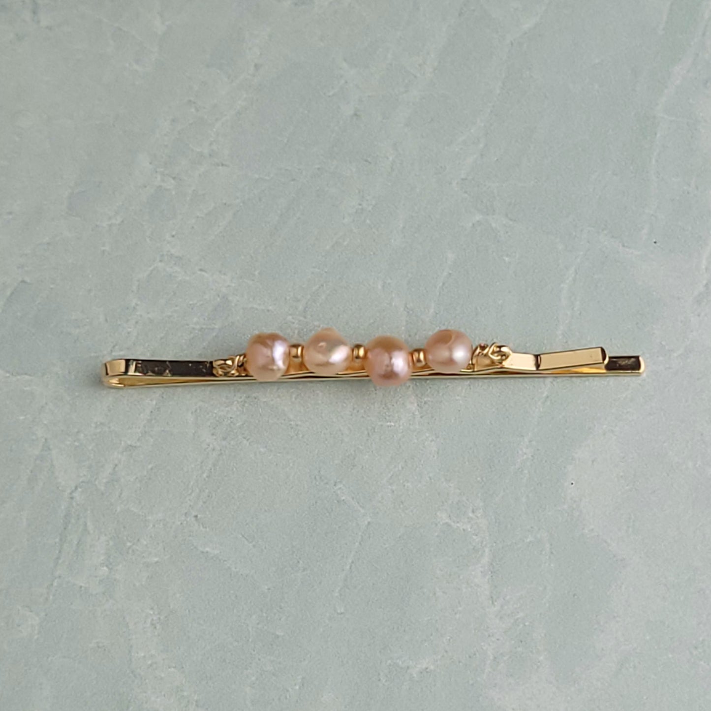 Pink Freshwater Pearl Bobby Pin