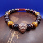 Garnet and Tiger's Eye Bracelet with a Lion's Head Charm