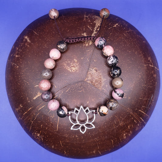 Lotus and Rhodonite Bracelet