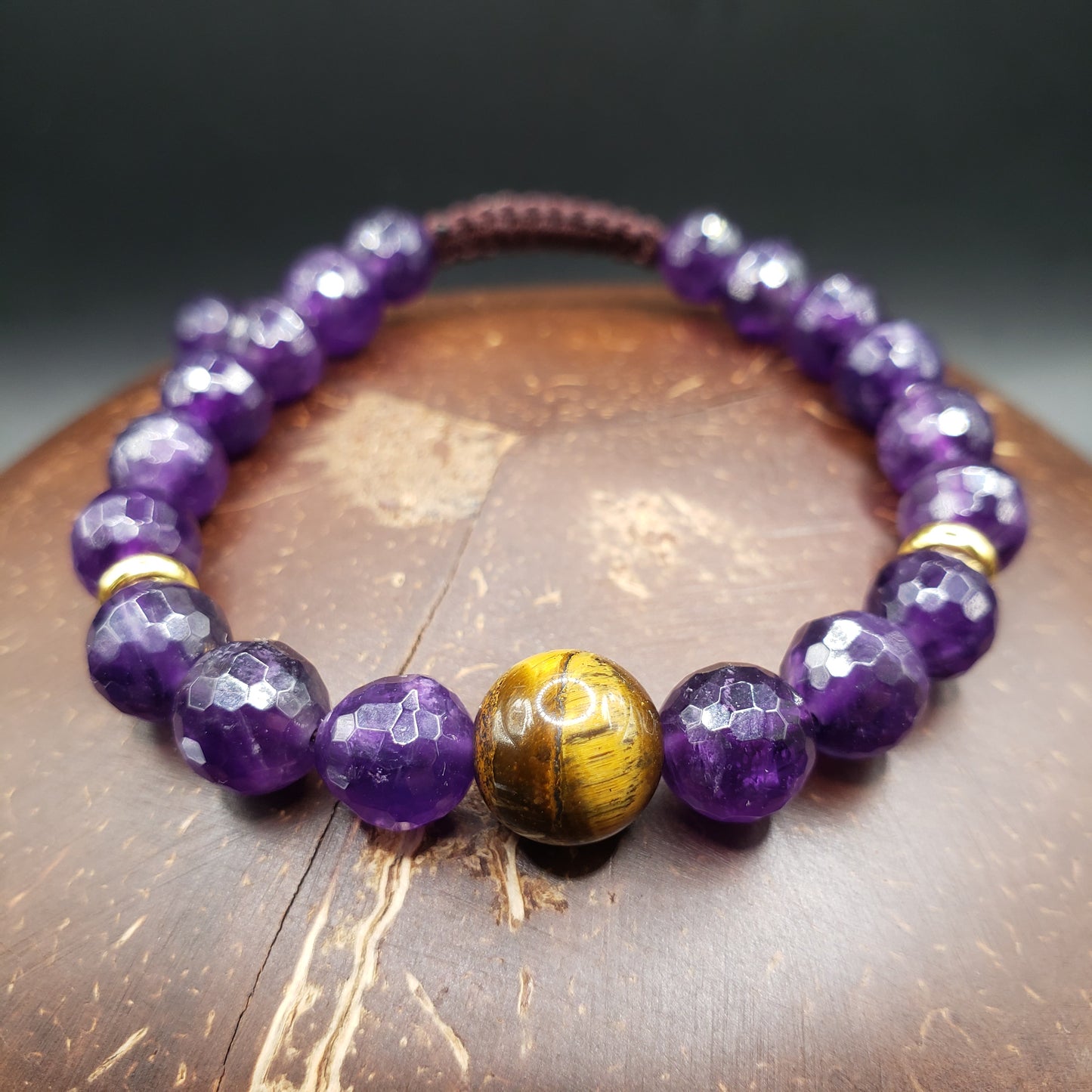 Faceted Amethyst and Tiger's Eye Bracelet