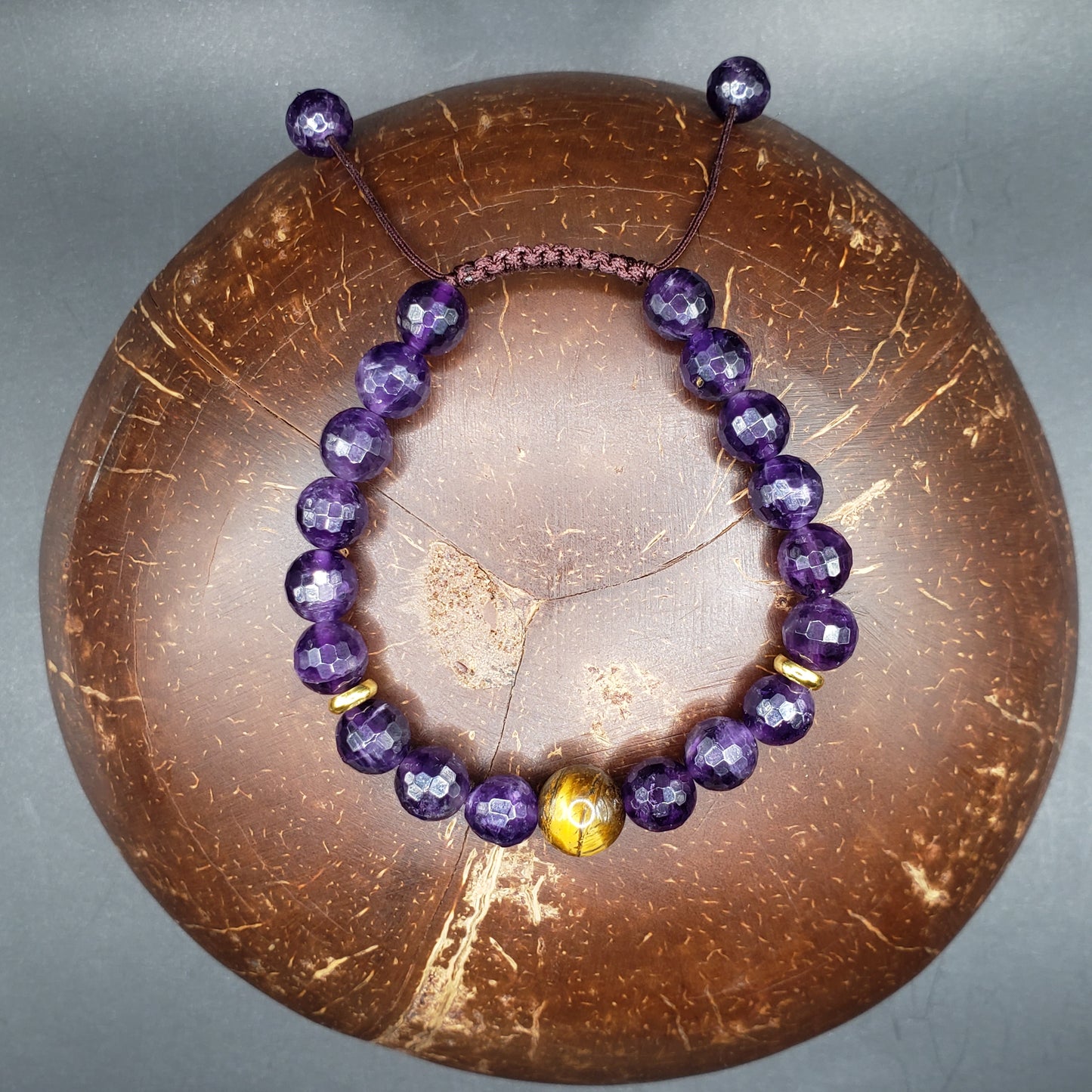 Faceted Amethyst and Tiger's Eye Bracelet