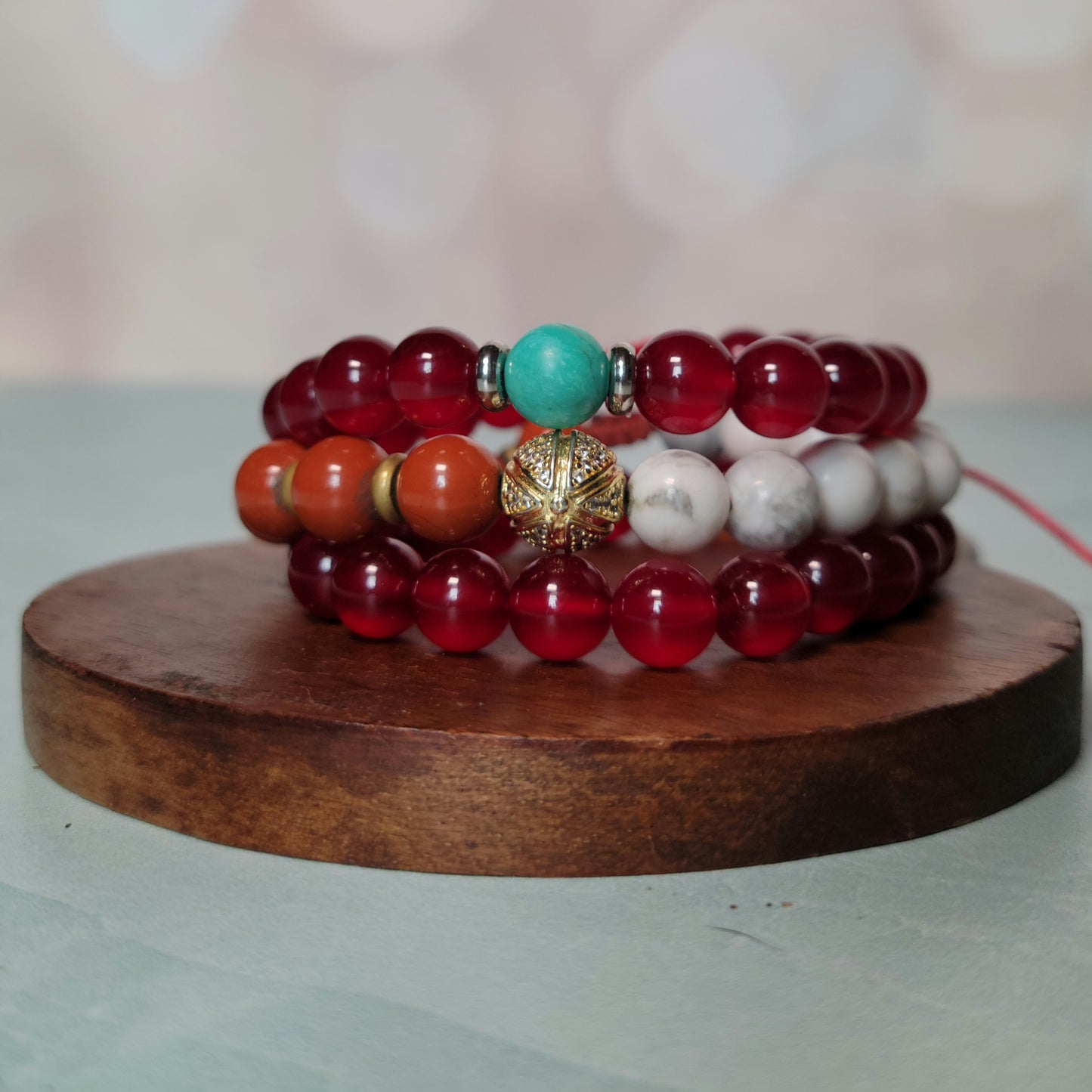 Red Jade and Turquoise Bracelet