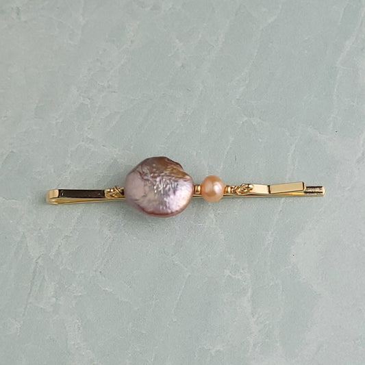 Violet and Pink Freshwater Pearl Bobby Pin
