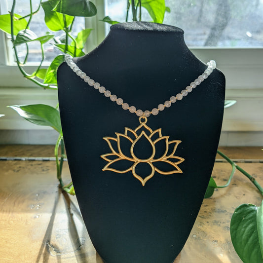 White Jade and Lotus Necklace